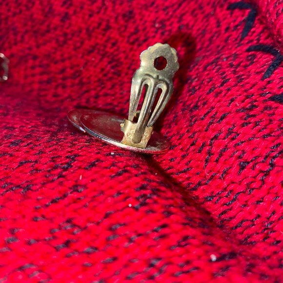 Vtg CRANES & MOUNTAINS Eloxal Aluminum Clip Earrings WEST GERMANY - Picture 2 of 3